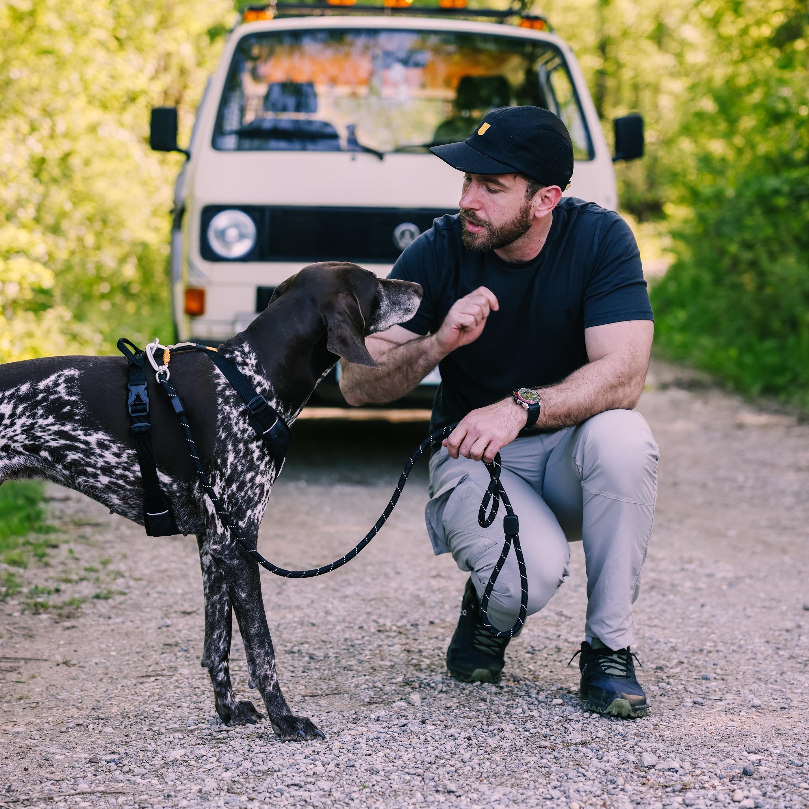 Woolly Wolf Rope Dog Leash Black