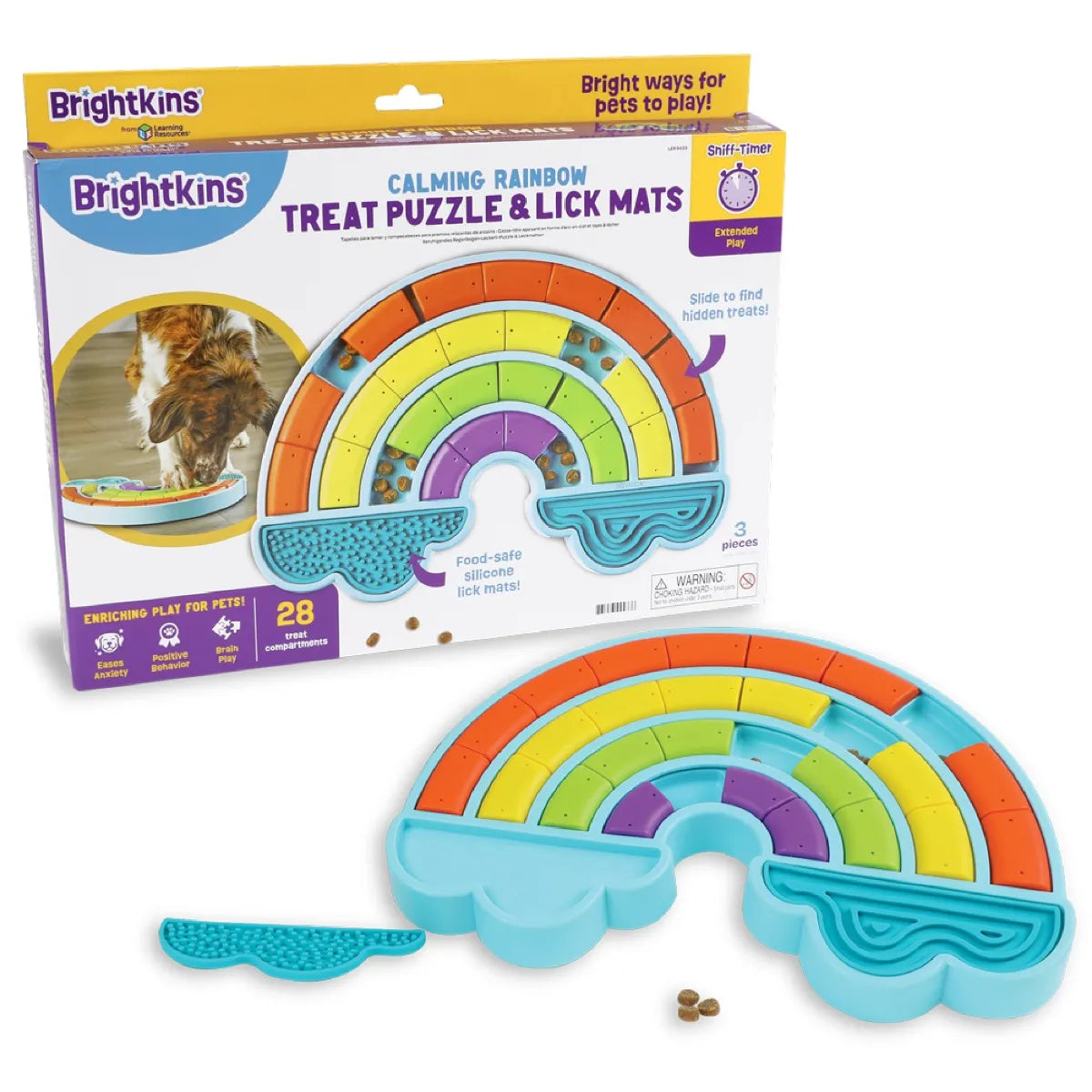 Calming Rainbow dog treat puzzle lick mat Singapore - anxiety relief by Brightkins