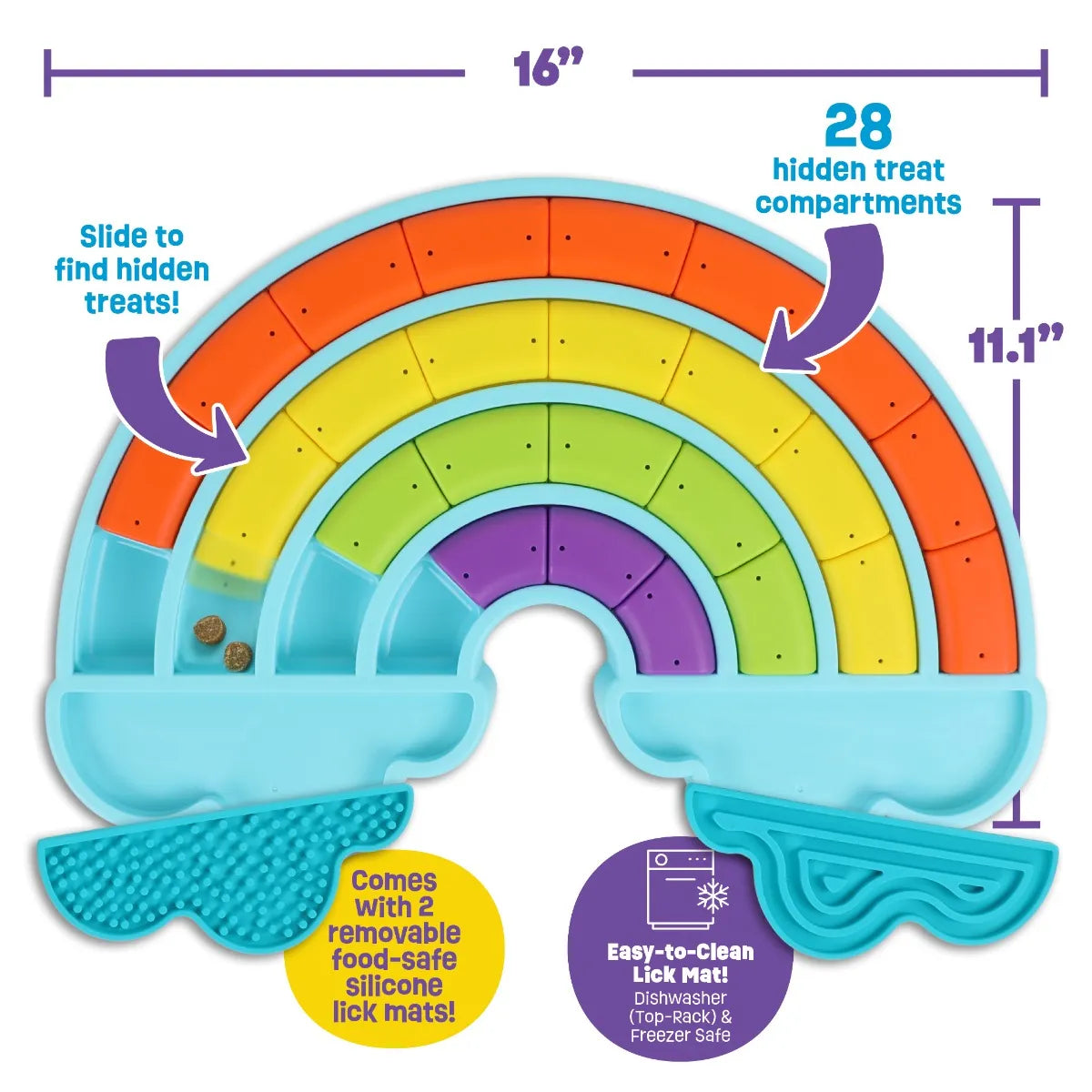 Calming Rainbow dog treat puzzle lick mat Singapore - anxiety relief by Brightkins - detail view