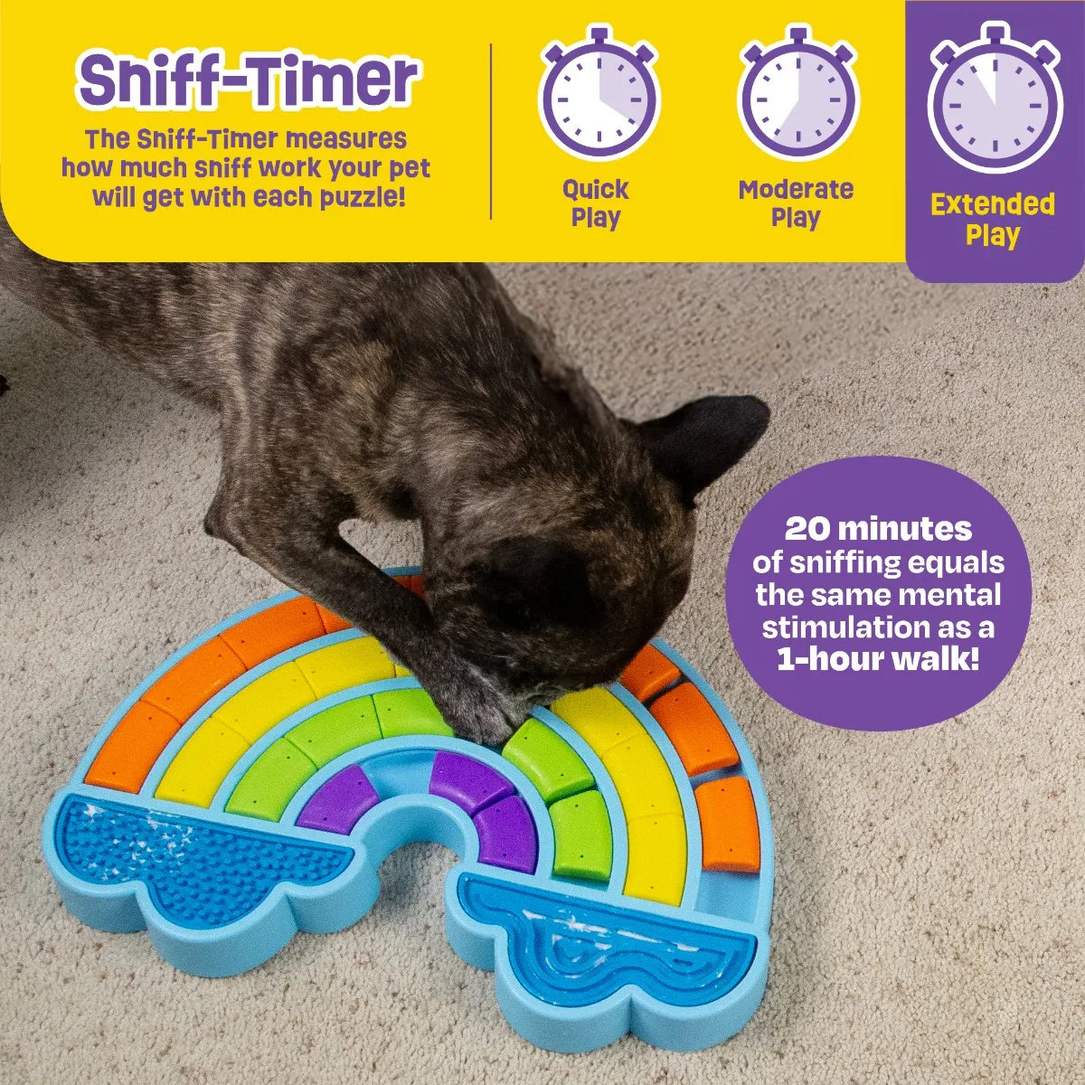 Calming Rainbow dog treat puzzle lick mat Singapore - anxiety relief by Brightkins - packaging