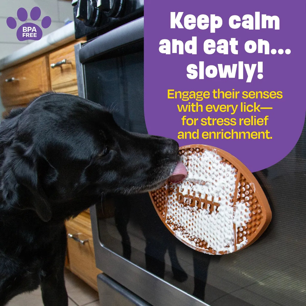 Football lick mat slow feeder enrichment mat for dogs Singapore by Brightkins - side view