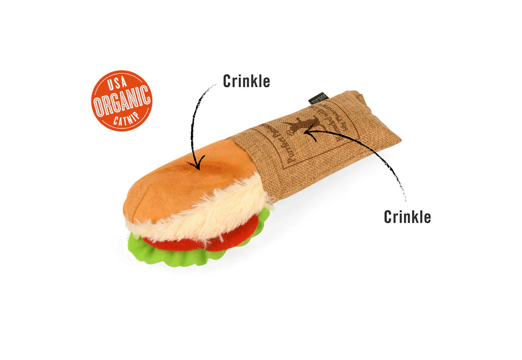 Feline Frenzy tuna baguette cat kicker toy Singapore - catnip kick toy - detail view