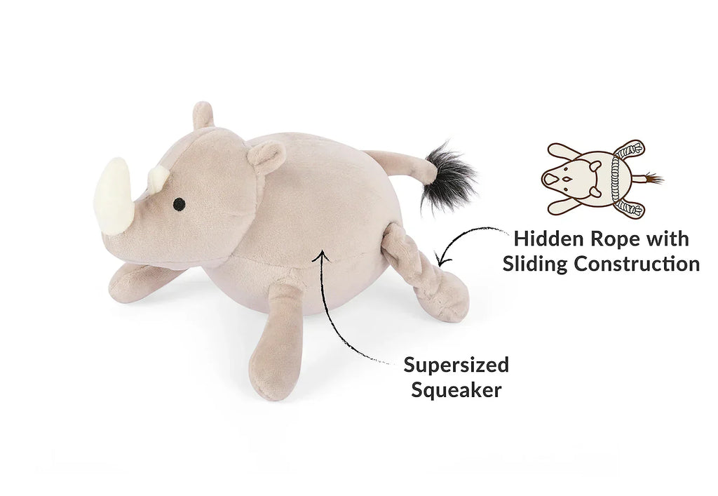 P.L.A.Y. Big Five Rhino dog plush squeaky toy Singapore - detail view