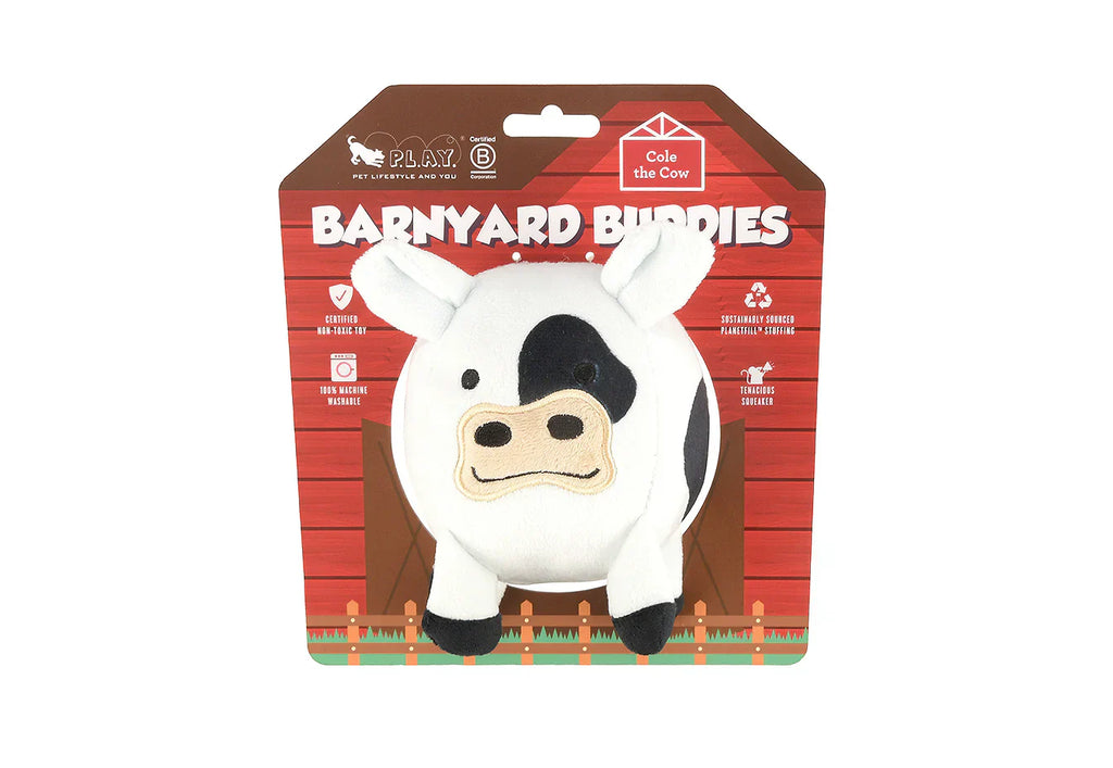 P.L.A.Y. Barnyard Buddies Cole the Cow dog plush toy Singapore - detail view