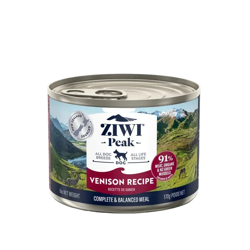 Ziwi Peak Venison Recipe canned dog food on a white background