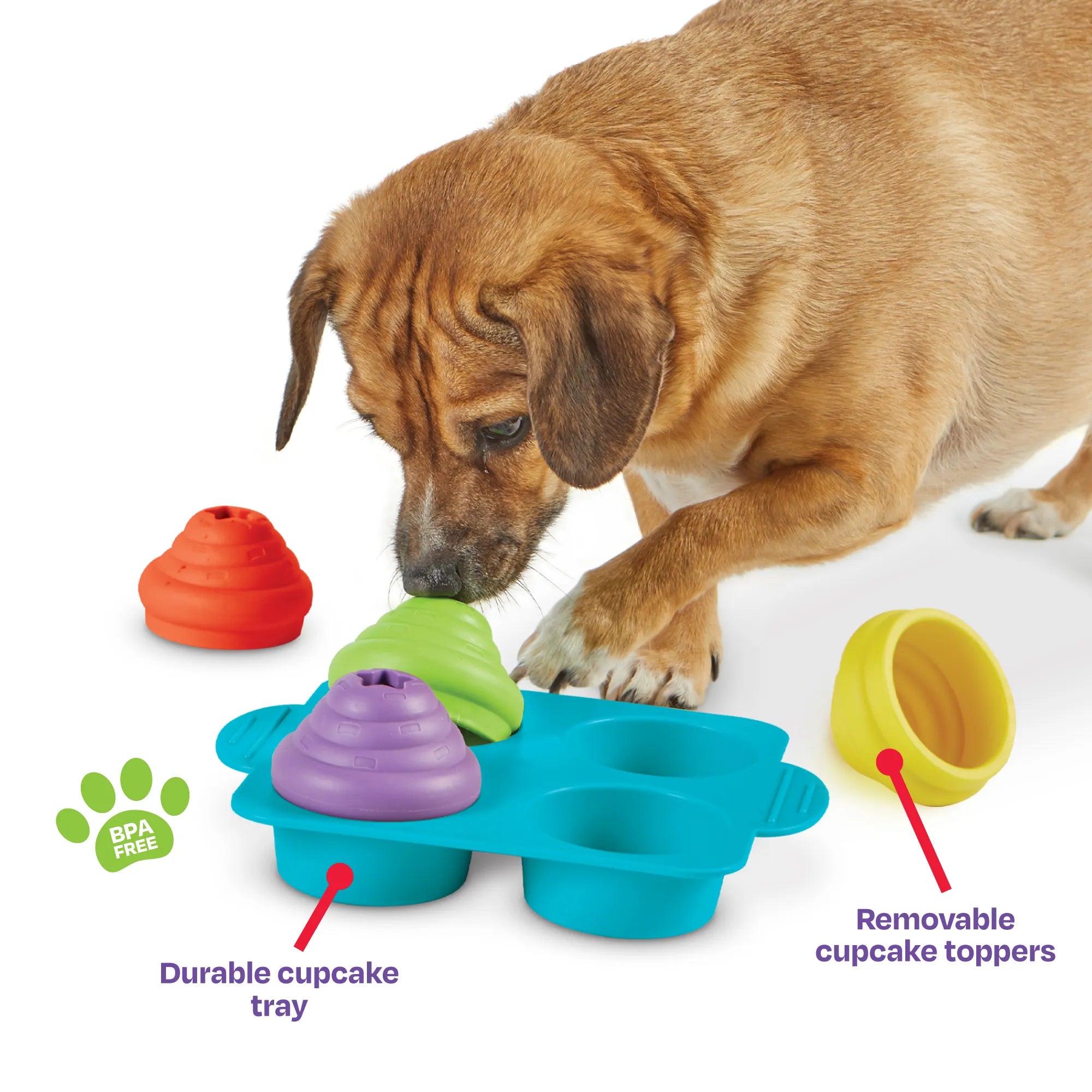 Cupcake Party dog treat puzzle enrichment toy Singapore by Brightkins - side view