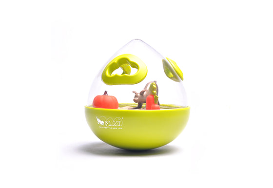 Dog enrichment wobble ball treat dispenser toy Singapore by Brightkins - in use