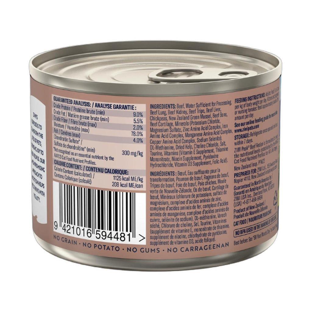 ZIWI Peak Canned Wet Beef Recipe for Cats (185g)