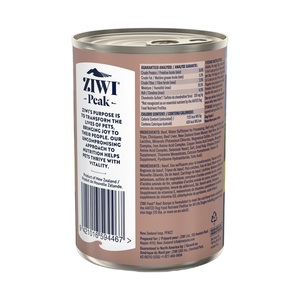 ZIWI Peak Canned Wet Beef Recipe for Dogs (390g)