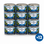 Twelve cans of Ziwipeak cat food arranged in a 3-by-4 grid on a white background, with a blue circular 'x12' badge in the bottom right corner.