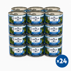 Twelve cans of ZIWI Peak wet cat food, Lamb Recipe, arranged in a 3x4 grid on a white background, with a blue circular 'x24' badge in the bottom right corner.