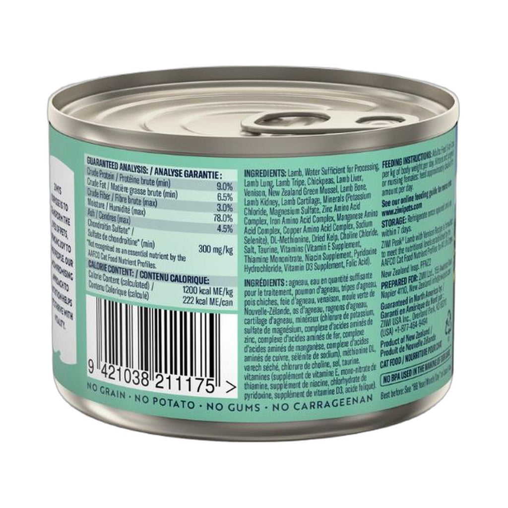 ZIWI Peak Canned Wet Lamb with Venison Recipe for Cats (185g)