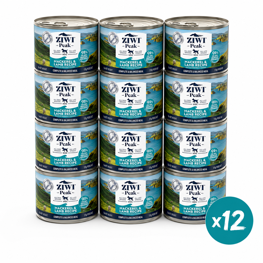ZIWI Peak Canned Wet Mackerel & Lamb Recipe for Dogs (170g) — Best Before Nov 2027