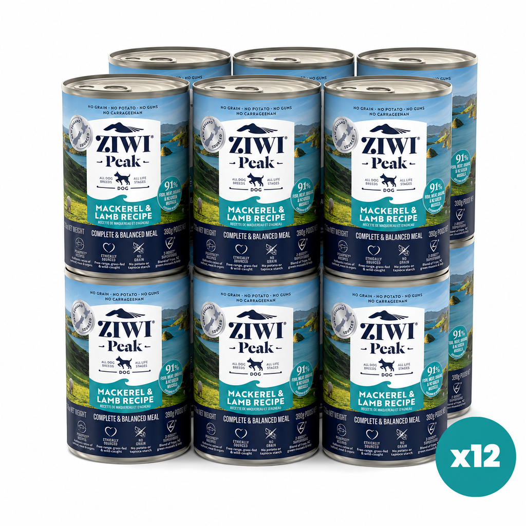 ZIWI Peak Canned Wet Mackerel & Lamb Recipe for Dogs (390g)