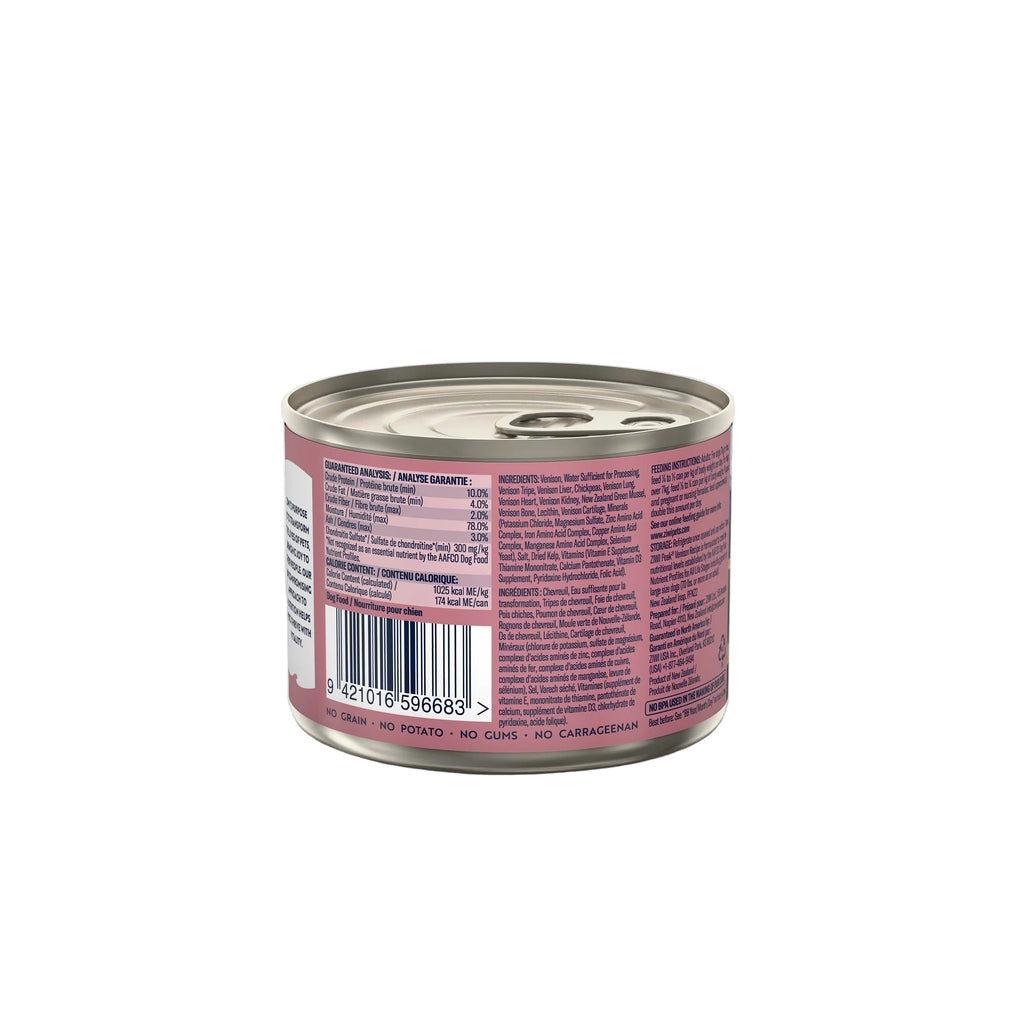 ZIWI Peak Canned Wet Venison Recipe for Dogs (170g) back label