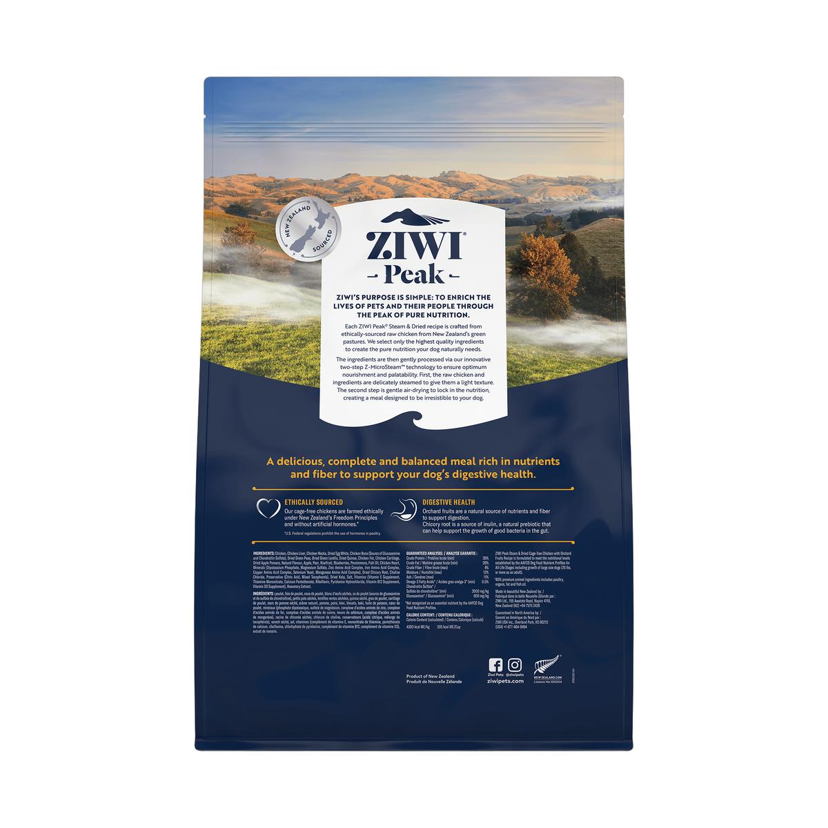 ZIWI Peak ziwi-peak-steam-dried-chicken-orchard-fruits-dog (3.2kg-back)